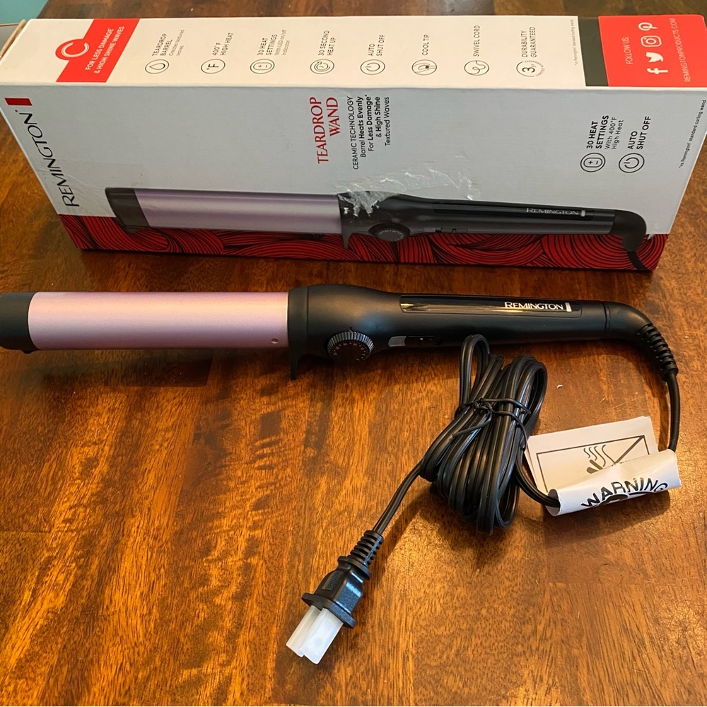 Remington Teardrop Wand 1” Ceramic Hair Curling Wand New